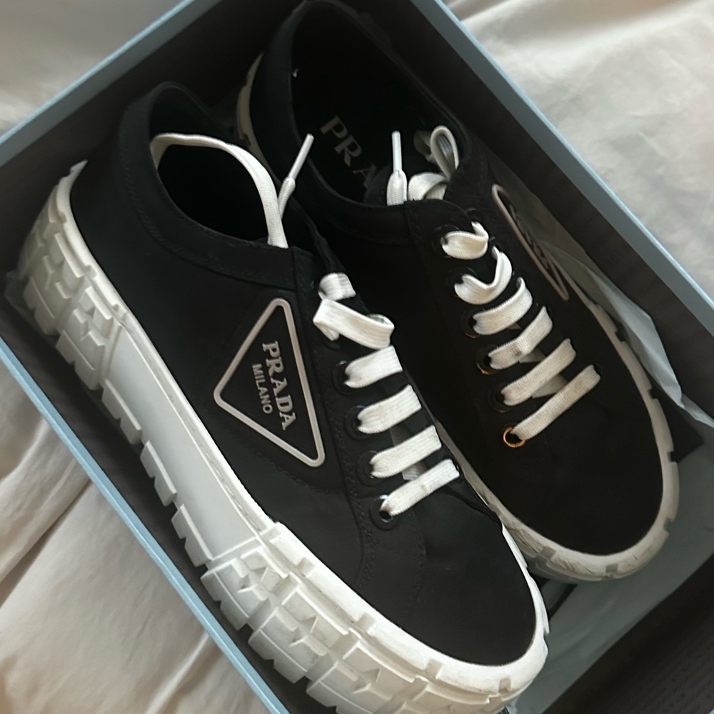 P nylon platform Milano Black & White Low-Top Sneakers